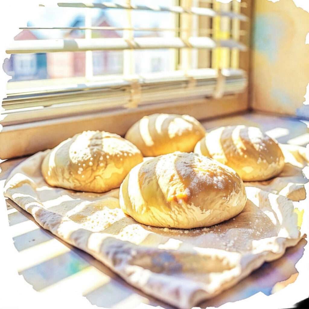 Proofing dough sunlit tilt.