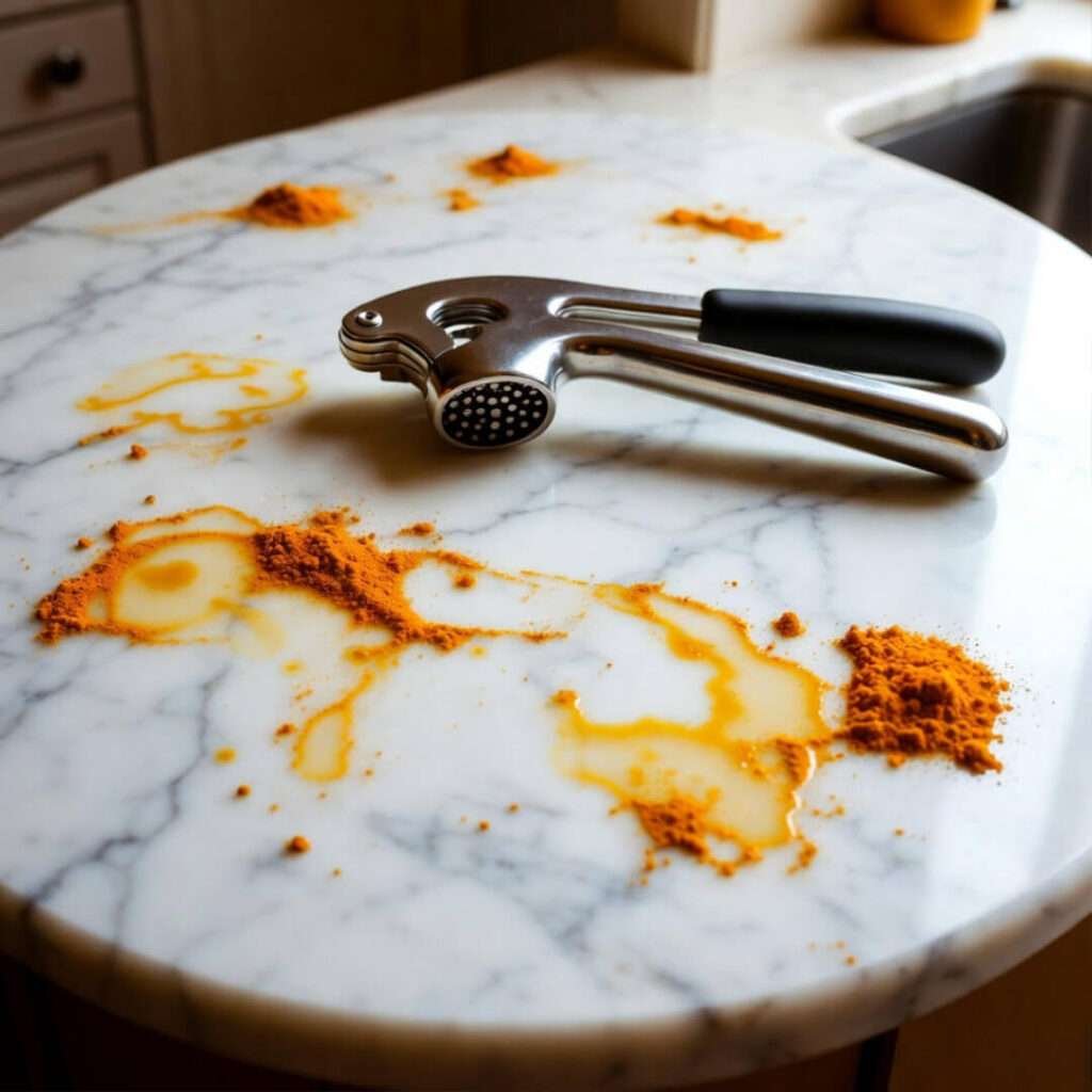 Messy aloo gobi plate, low-angle feast.