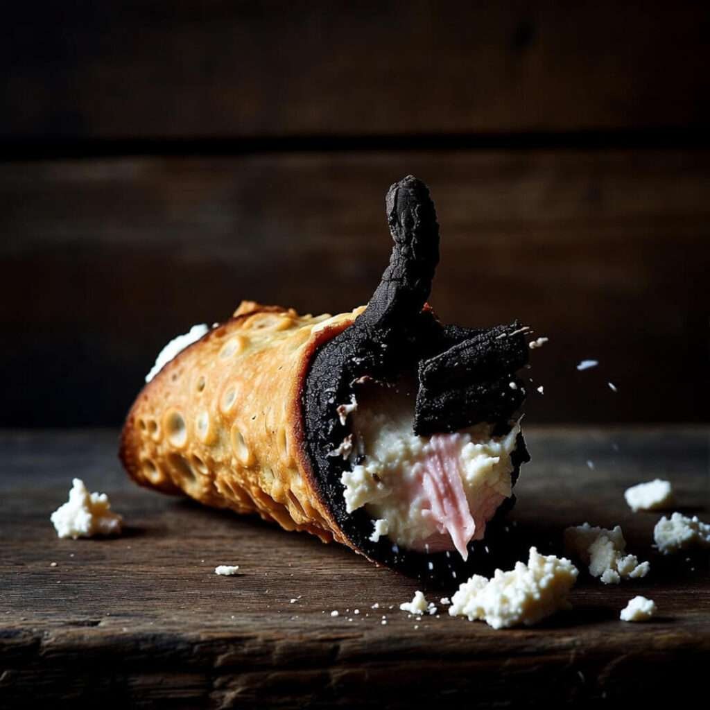 Biscotti stack, crumbs frozen.