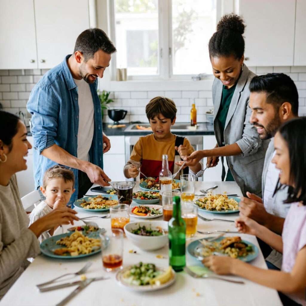 Messy table post-kid dinner.