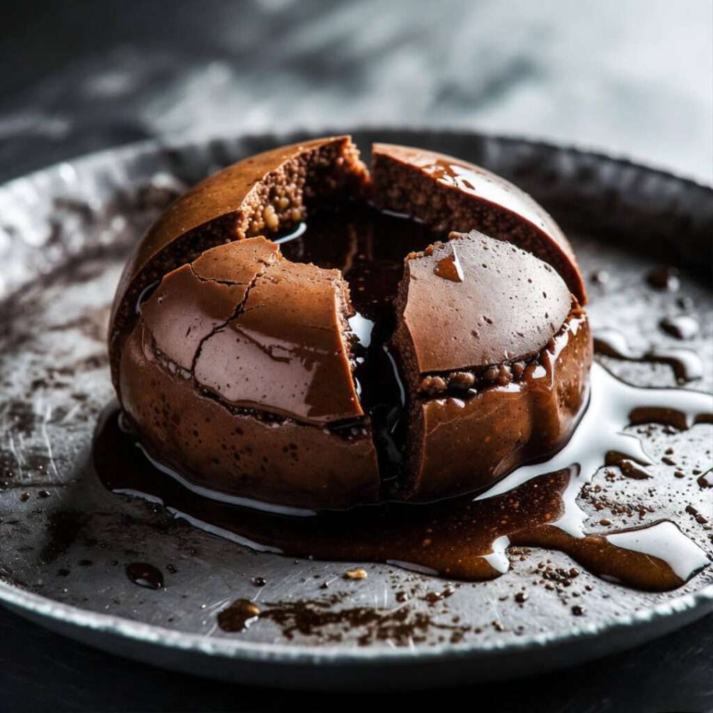 Cracked Lyangcha oozing syrup on steel plate