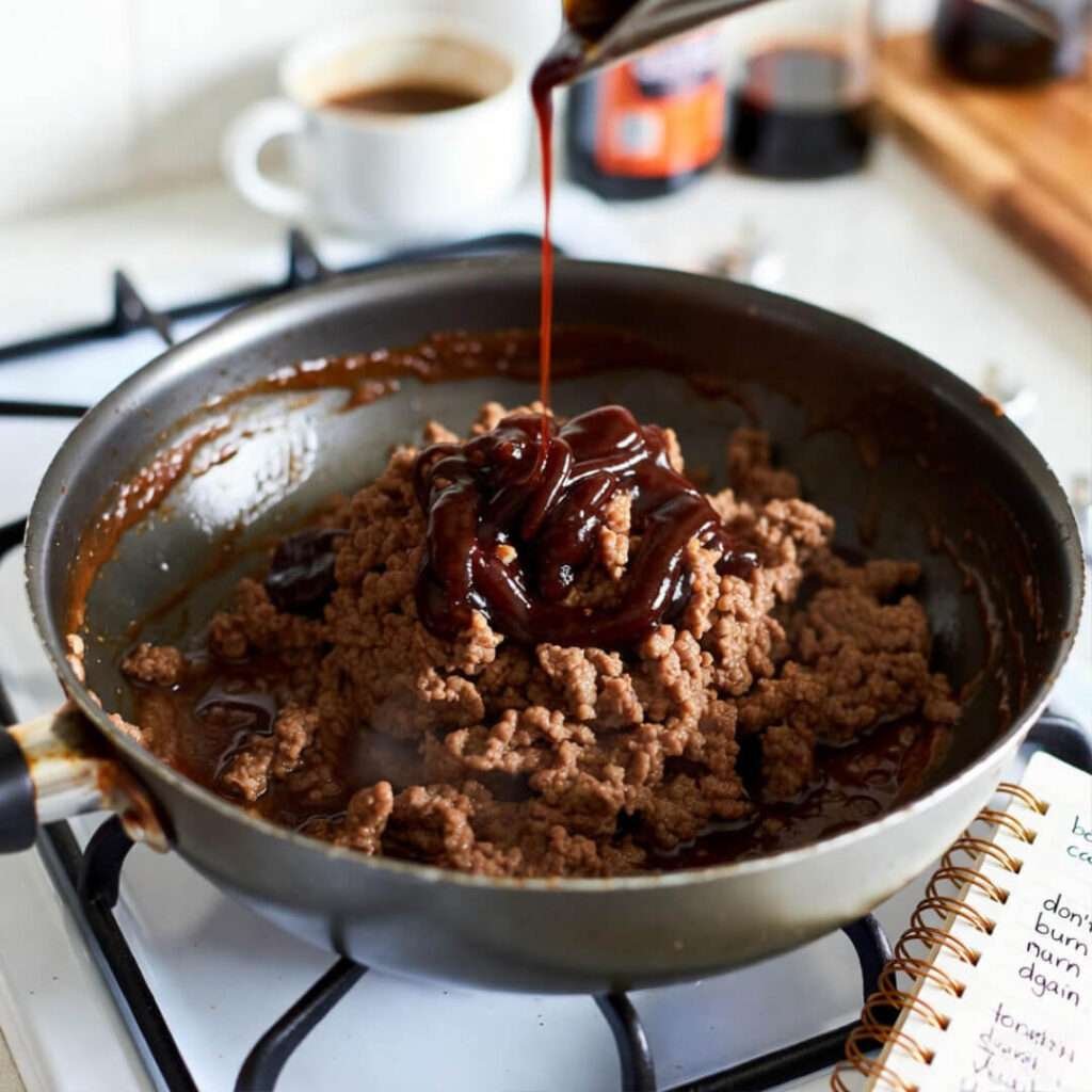 Beef stir-fry with hoisin pour.