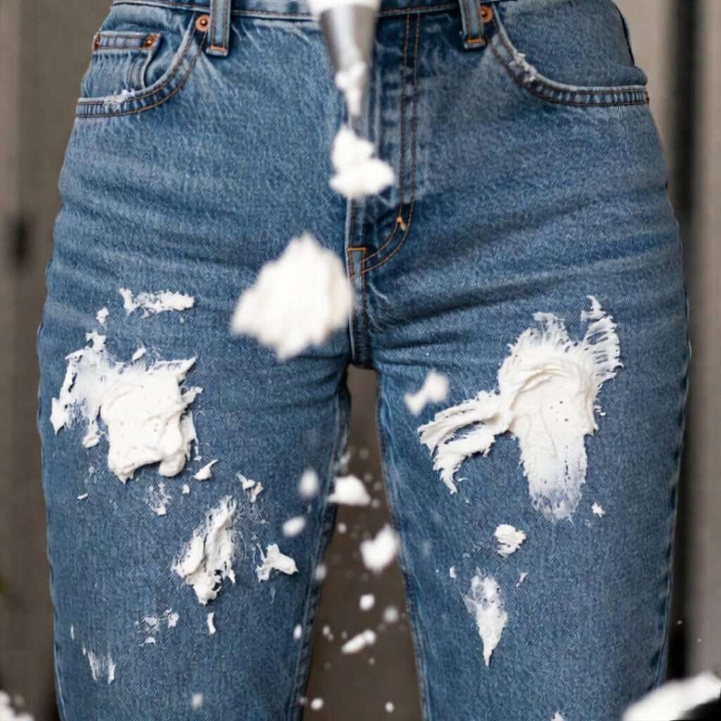 Frosting explosion on Levi’s jeans.