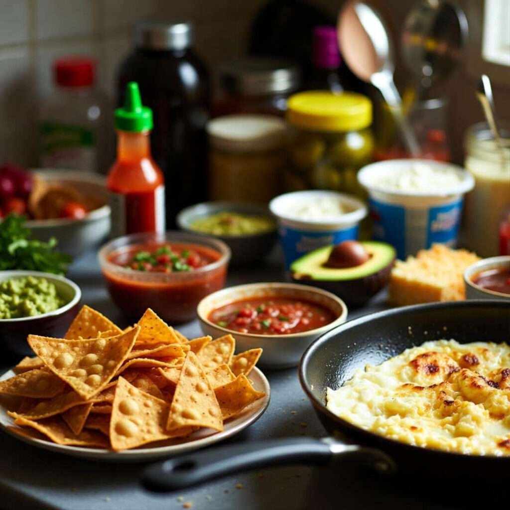 Crispy tortilla strips, eggs, salsa, avocado chaos