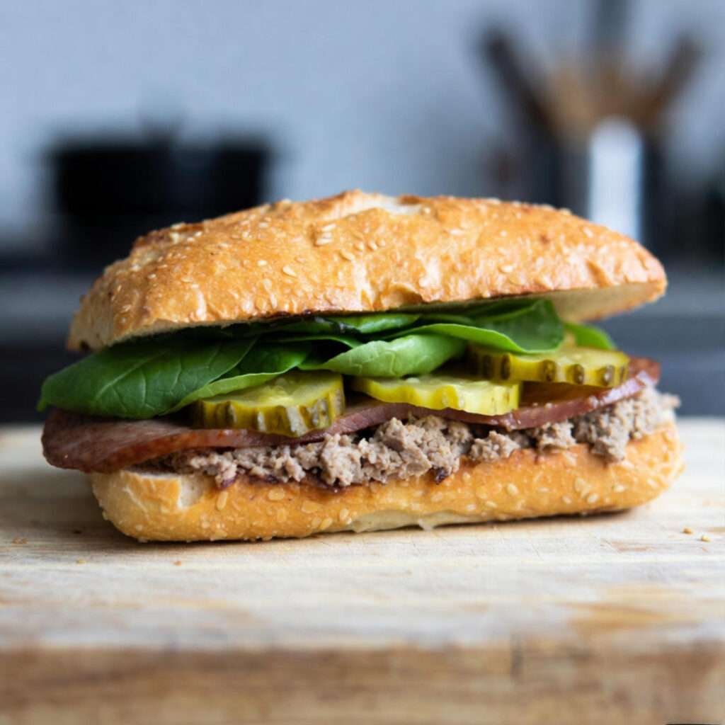 Ultimate 50-cent banh mi loaded with pâté and mystery.